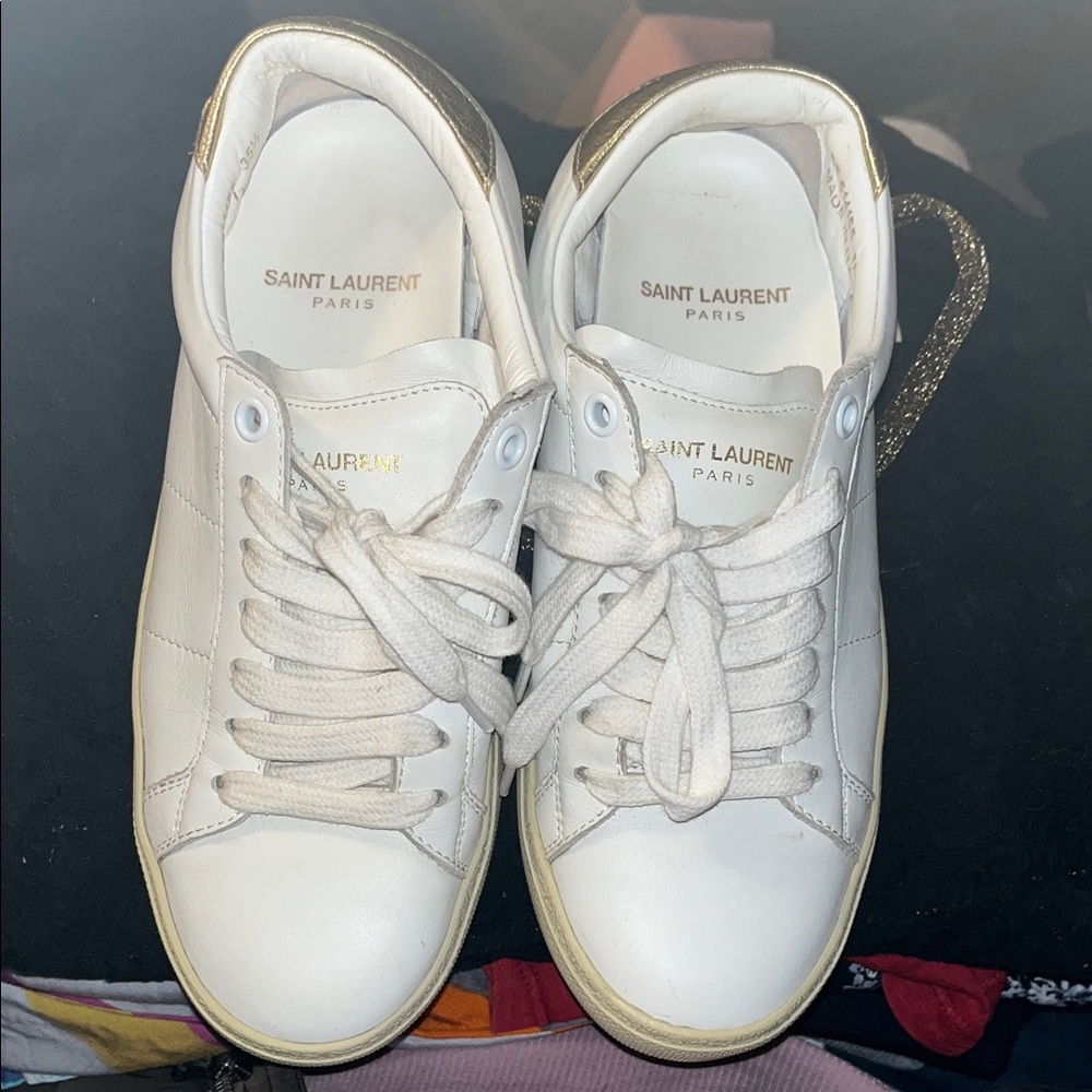 Saint Laurent Women's Sneakers in White and Gold